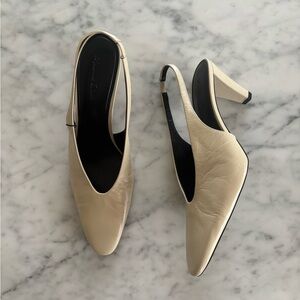 NWT Masson Dutti bone|ivory leather sling backs size 8.5